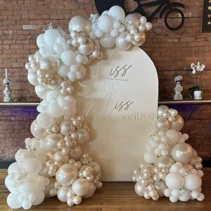 Pearl white balloon arch kit for weddings, bridal showers, and elegant party decorations.
