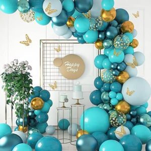 Teal balloon arch kit for vibrant birthday parties, gender reveals, or photo backdrops.